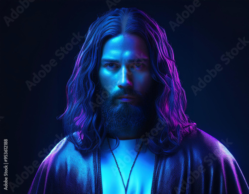 Portrait of Jesus A Headshot Illustration Capturing the Sacred Expression and Spiritual Essence