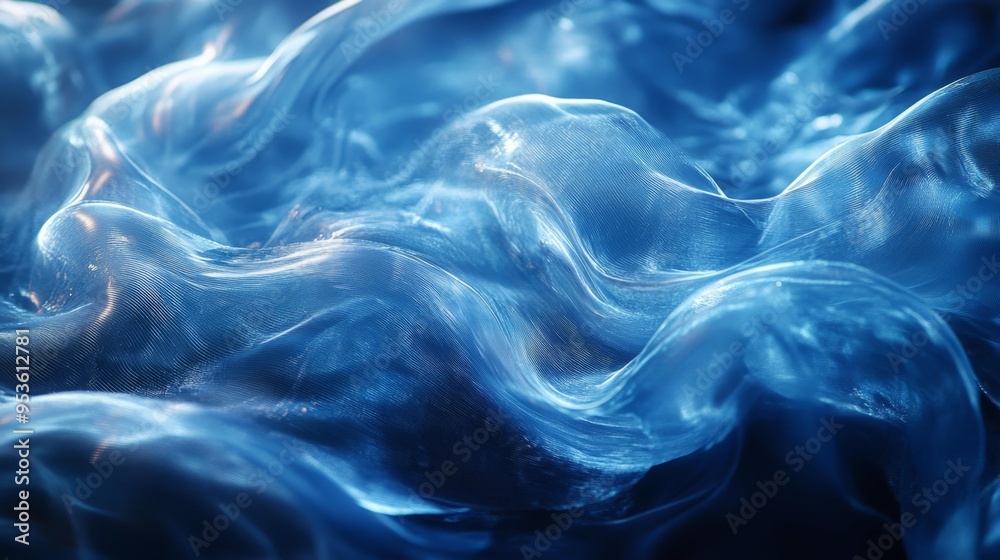 Obraz premium Flowing Blue Fabric Texture Generative AI