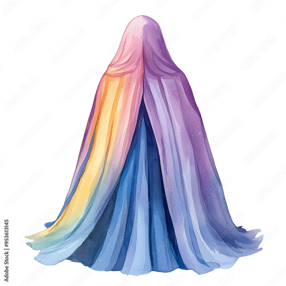 A mystical garment featuring a gradient of soft colors, flowing elegantly, ideal for fantasy or artistic themes.