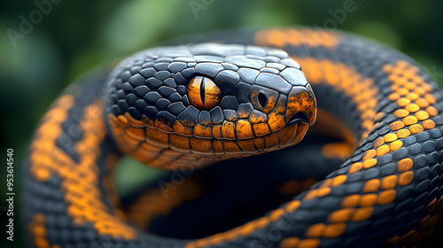 A black and orange snake wi...