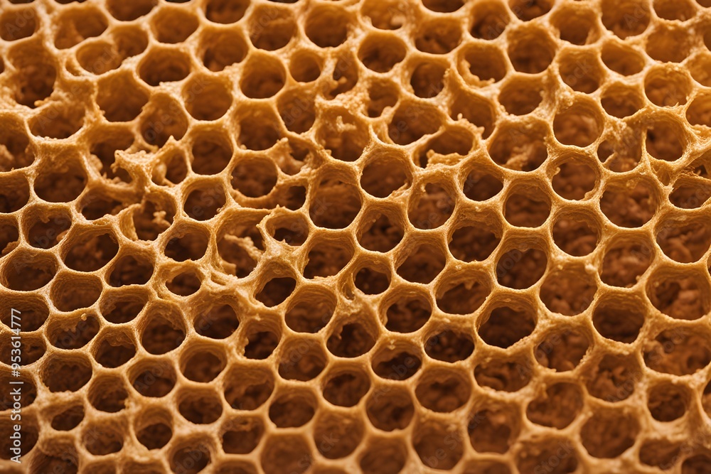 A detailed close up of a honeycomb texture in warm golden tones, Ai generated A detailed close up of a honeycomb texture in warm golden tones, Ai generated