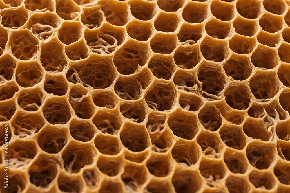 A detailed close up of a honeycomb texture in warm golden tones, Ai generated A detailed close up of a honeycomb texture in warm golden tones, Ai generated