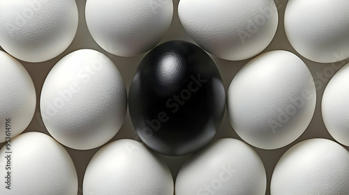A black egg among a group o...