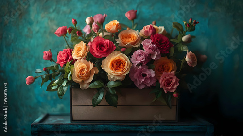 A bouquet of colorful roses...