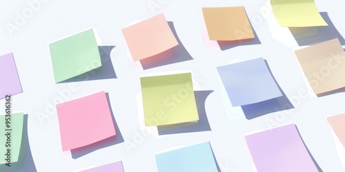 Wallpaper Mural A bunch of colorful sticky notes are arranged in a grid on a white background. The notes are of various colors, including pink, yellow, and green Torontodigital.ca