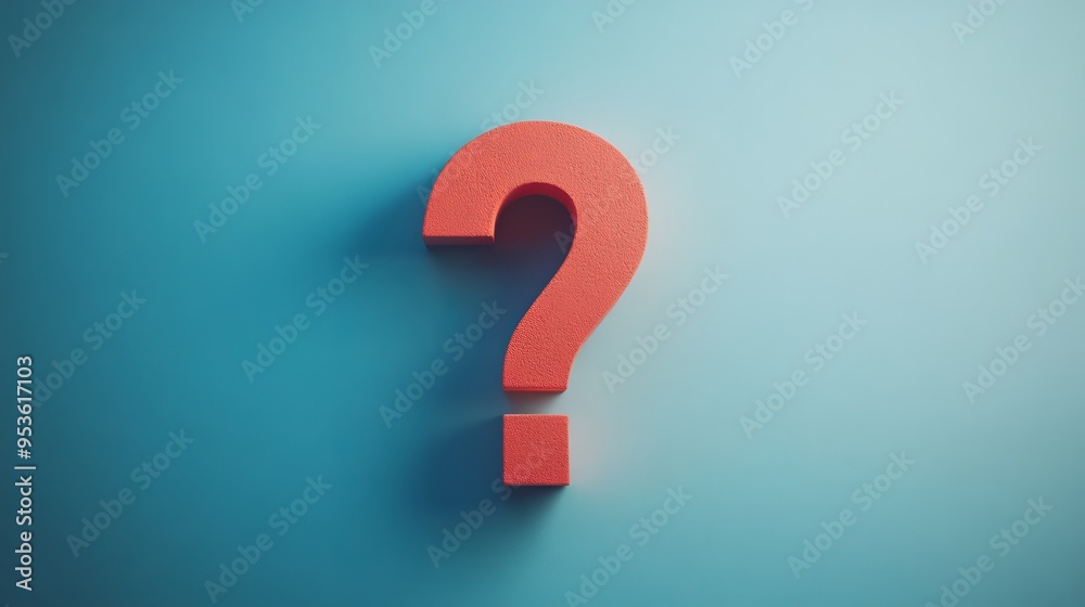 A red question mark is on a blue background A red question mark is on a blue background