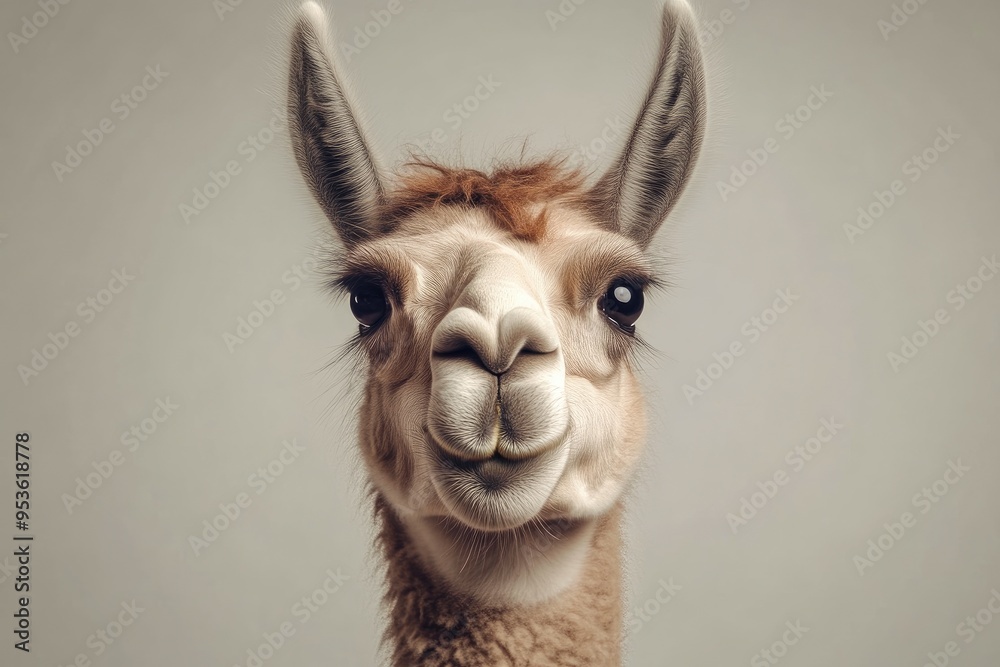 Obraz premium Chewing Llama with Quirky Head Tilt