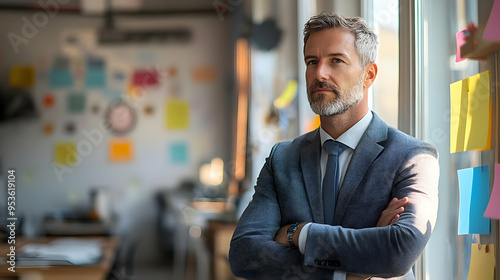 A businessman with arms cro...