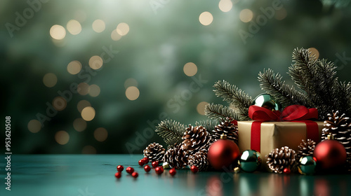A Christmas gift with red r...