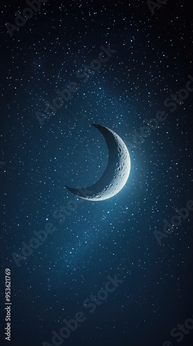 Striking Halloween Phone Wallpaper with Glowing Crescent Moon in Starry Sky