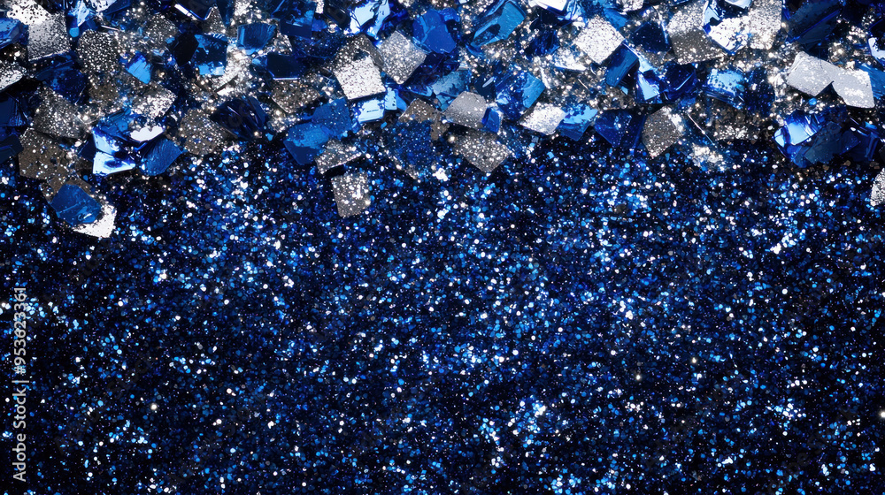 Festive Cobalt Blue and Silver Glitter Shiny and Sparkling Seamless Background as Wallpaper Illustration, Feastive Decoration Festive Cobalt Blue and Silver Glitter Shiny and Sparkling Seamless Background as Wallpaper Illustration, Feastive Decoration