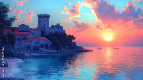 A coastal town nestled agai...