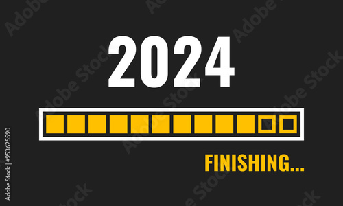 2024 finishing progress bar, black background vector illustration