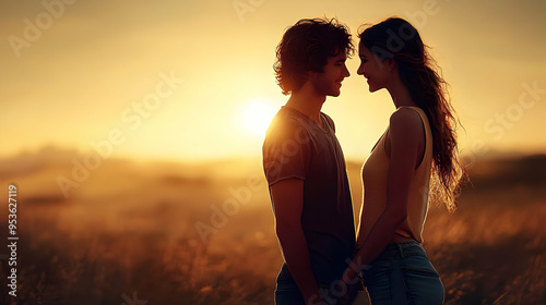 A couple in love, standing ...