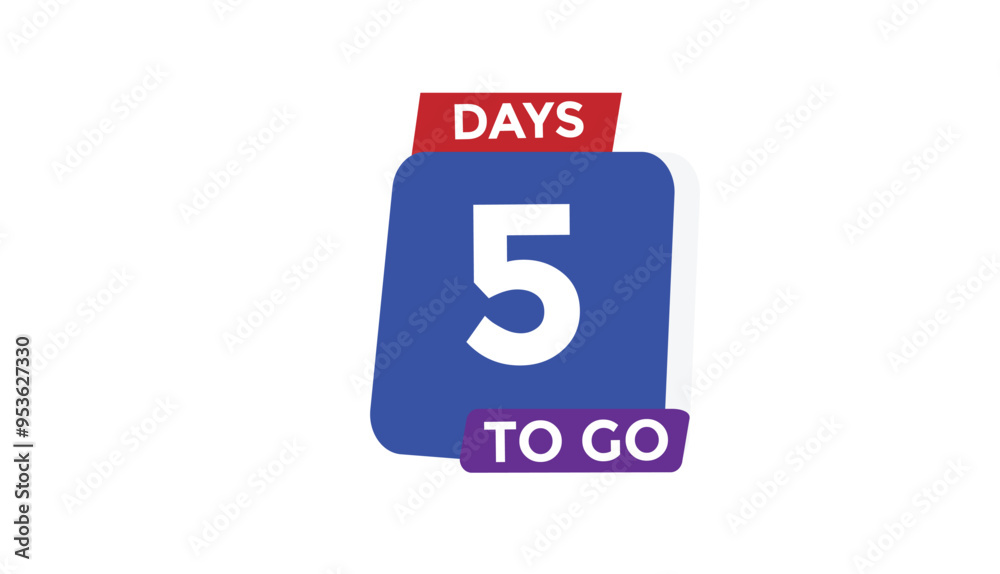 5 days to go Countdown number banner templates. time icon. Vector Illustration 5 days to go Countdown number banner templates. time icon. Vector Illustration