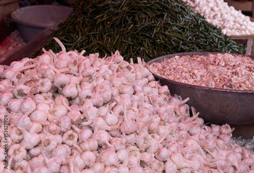Photography Fresh Garlic in Open Market