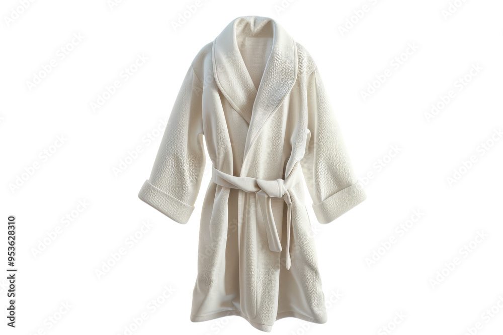 A cozy white robe, perfect for relaxing at home or post-bath comfort. Ideal for wellness and self-care themes. isolated on a white background, transparent background. A cozy white robe, perfect for relaxing at home or post-bath comfort. Ideal for wellness and self-care themes. isolated on a white background, transparent background.