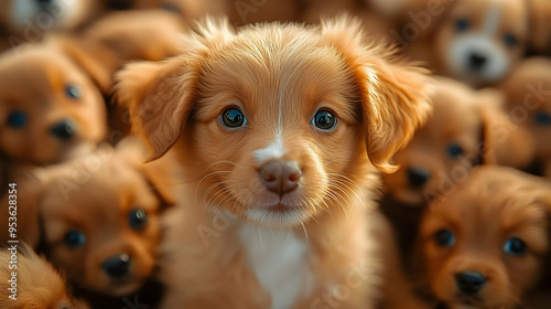 A cute golden puppy with bi...