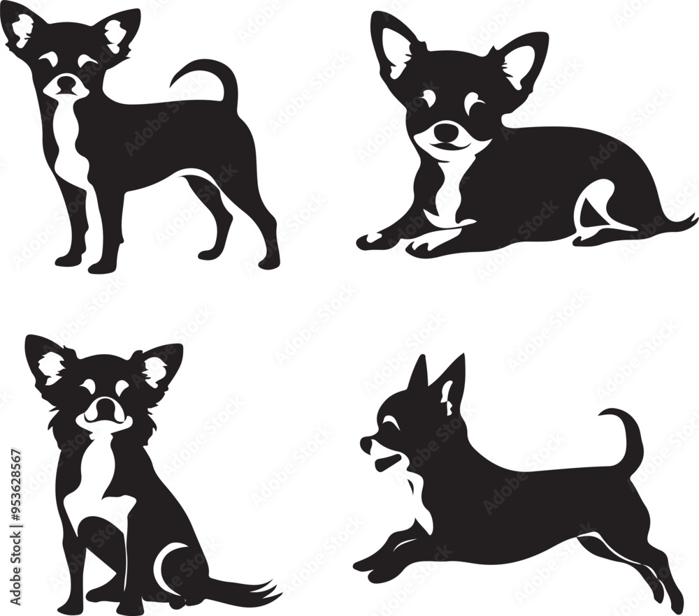 Chihuahua Dog Silhouette Vector Bundle Chihuahua Dog Silhouette Vector Bundle