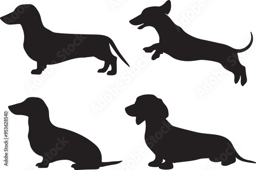 Dachshund Dog Silhouette Vector Bundle