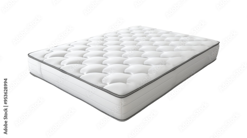 A modern, comfortable mattress with a plush surface design, perfect for enhancing sleep quality and bedroom aesthetics. isolated on a white background, transparent background. A modern, comfortable mattress with a plush surface design, perfect for enhancing sleep quality and bedroom aesthetics. isolated on a white background, transparent background.