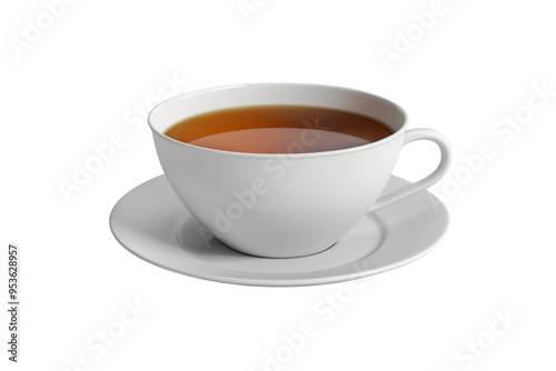Wallpaper Mural A minimalist white cup filled with tea, elegantly placed on a matching saucer, perfect for a cozy moment. isolated on a white background, transparent background. Torontodigital.ca