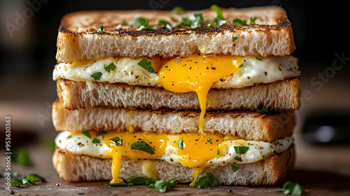 A double-decker sandwich wi...