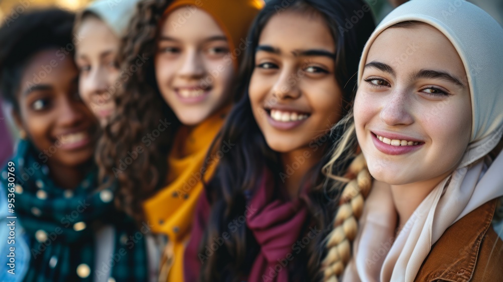 Diverse group of children with happy emotions. Neural network ai generated art Diverse group of children with happy emotions. Neural network ai generated art