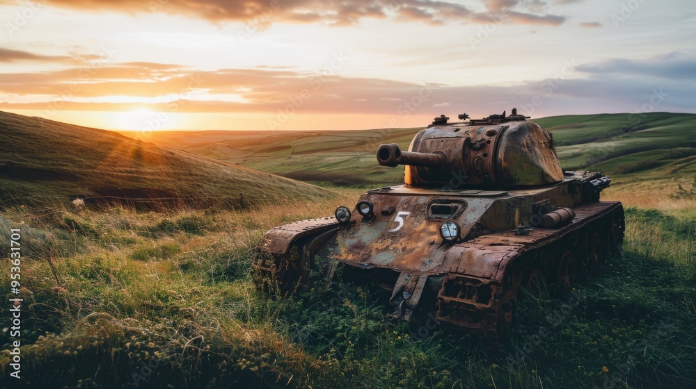 Fototapeta premium Rusty Tank at Sunset
