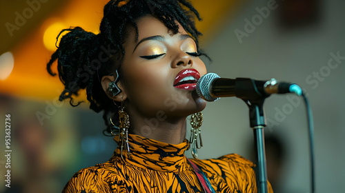 A female singer with dreadl...