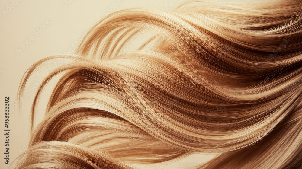Close-up of vibrant, bouncy hair strands in motion on a neutral beige backdrop, highlighting natural shine and texture. Close-up of vibrant, bouncy hair strands in motion on a neutral beige backdrop, highlighting natural shine and texture.