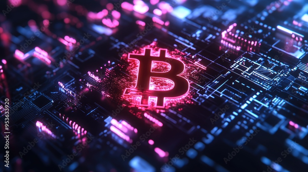 A high-tech visualization of the Bitcoin market with a glowing Bitcoin symbol and data streams, futuristic financial concept A high-tech visualization of the Bitcoin market with a glowing Bitcoin symbol and data streams, futuristic financial concept