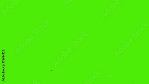 Gold festive confetti explosions fall on a green background