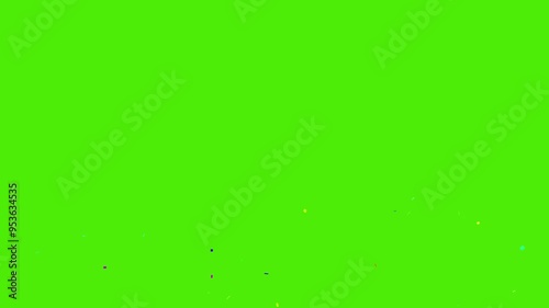 Three side exploding of gold confetti on green background