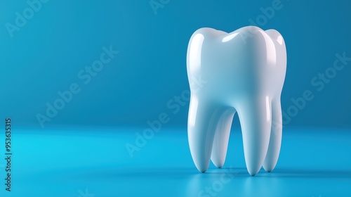 Tooth on blue background stock photo