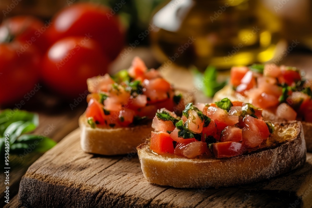 Fresh Bruschetta with Tomatoes, Basil and Olive Oil Fresh Bruschetta with Tomatoes, Basil and Olive Oil
