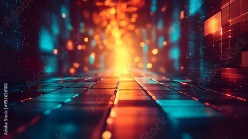 A futuristic pathway with a...