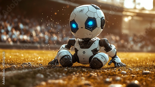 A futuristic robot with a s...