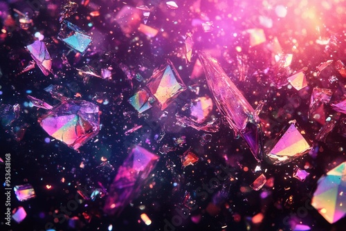 A Close-Up of Sparkling, Iridescent Crystals in a Dark Background photo