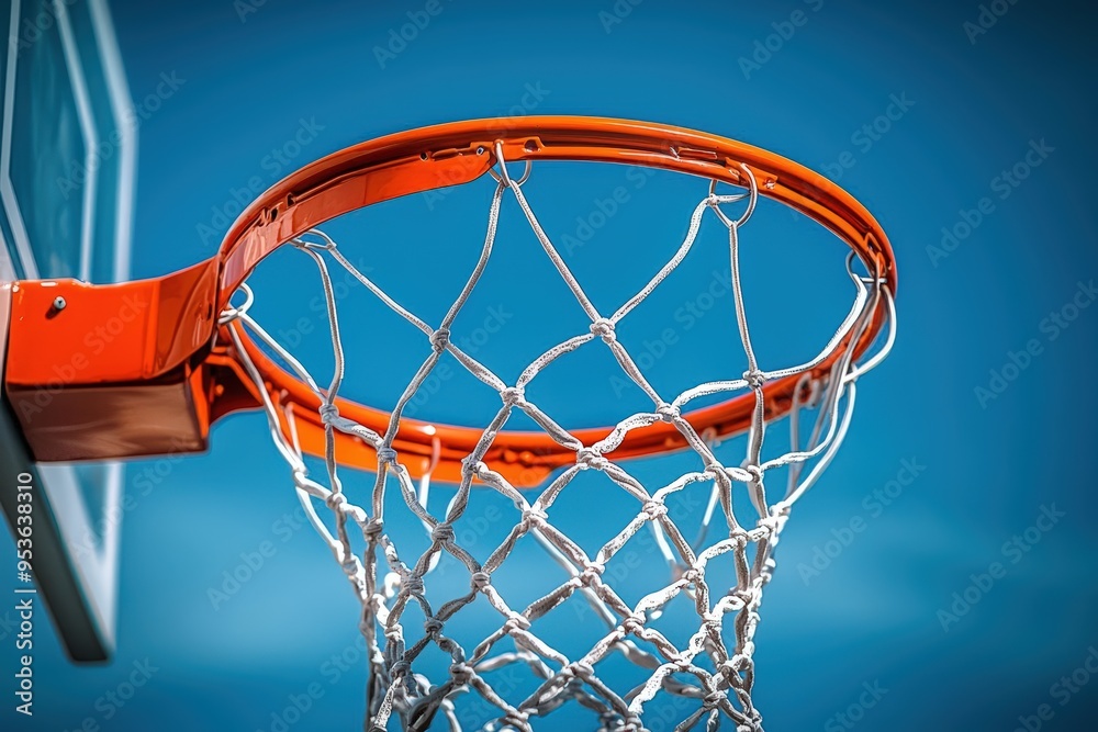 Orange Basketball Hoop Against a Clear Blue Sky Orange Basketball Hoop Against a Clear Blue Sky