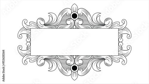 Engraving tag in white background. Engraving line art