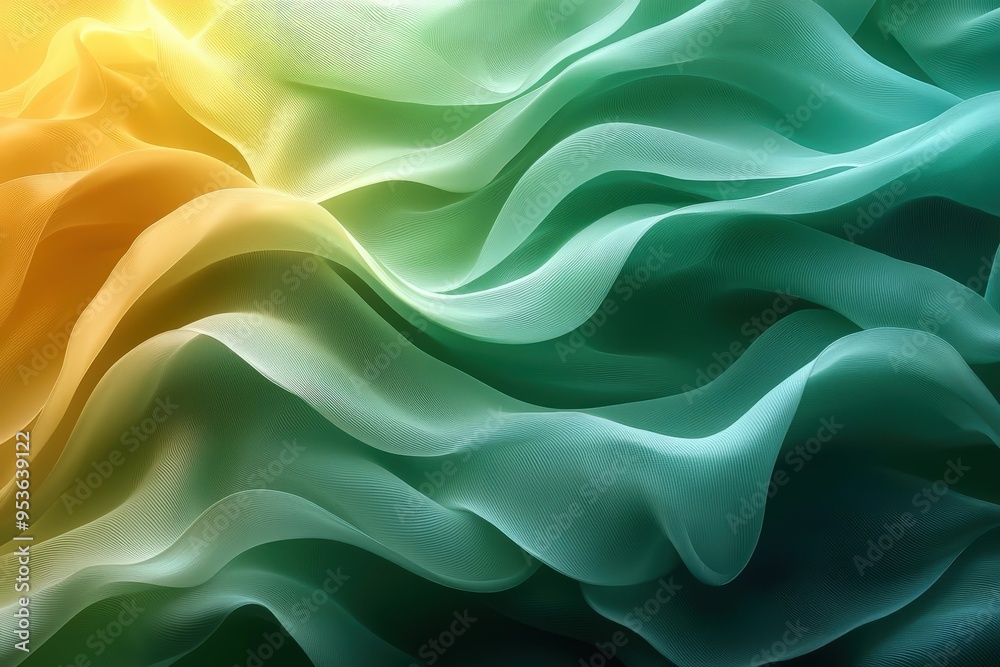 Vibrant Gradient Wavy Fabric Texture in Green and Yellow Tones Vibrant Gradient Wavy Fabric Texture in Green and Yellow Tones
