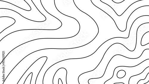 Black and white contour line art wave