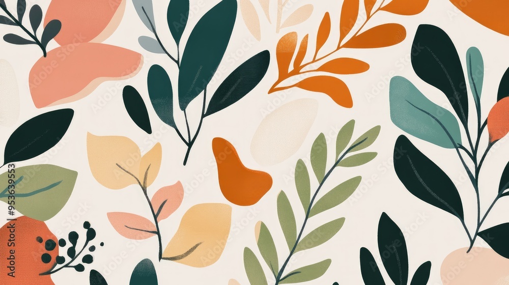 Playful leafy shapes in whimsical design Playful leafy shapes in whimsical design