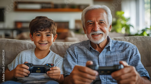 A grandfather and grandson ...