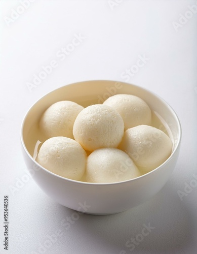 Indian famous sweet food rasgulla on white background photo