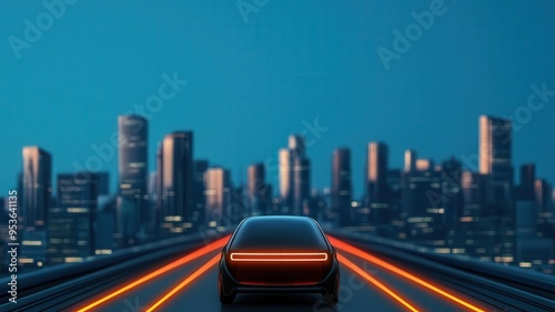 An AIpowered smart city with autonomous vehicles, digital infrastructure, and glowing pathways, symbolizing the future of urban living