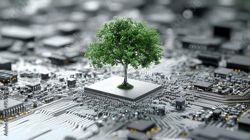 A green tree growing out of...