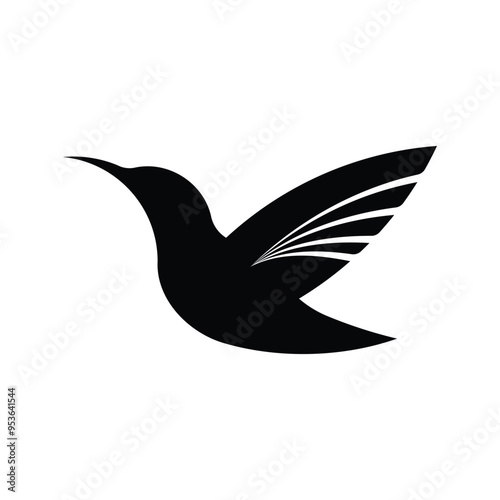 Flying humming bird logo te...