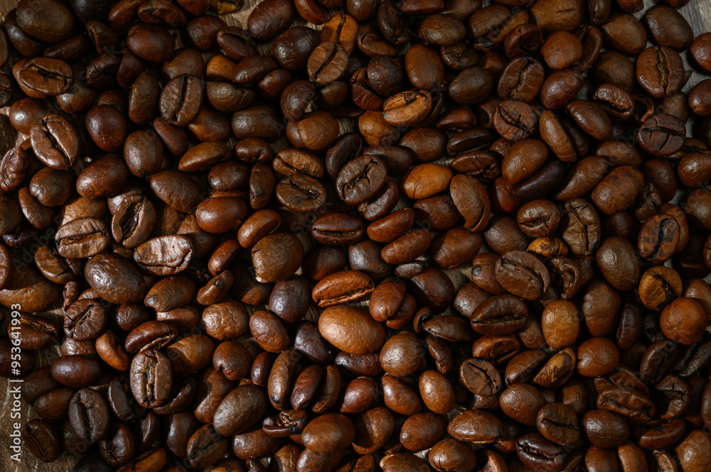 Close-Up Of Coffee Beans Background Close-Up Of Coffee Beans Background